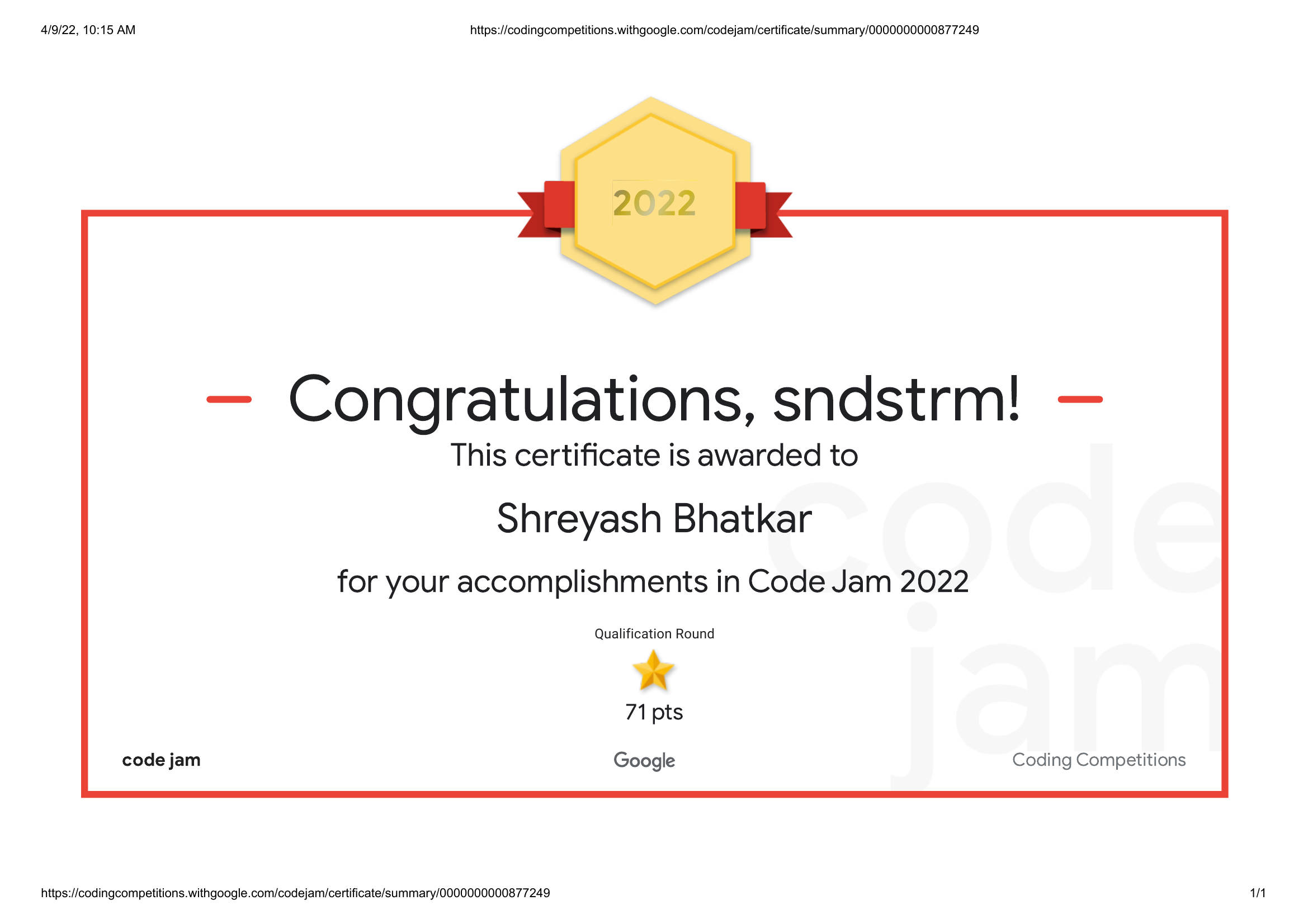 Code Jam 1A